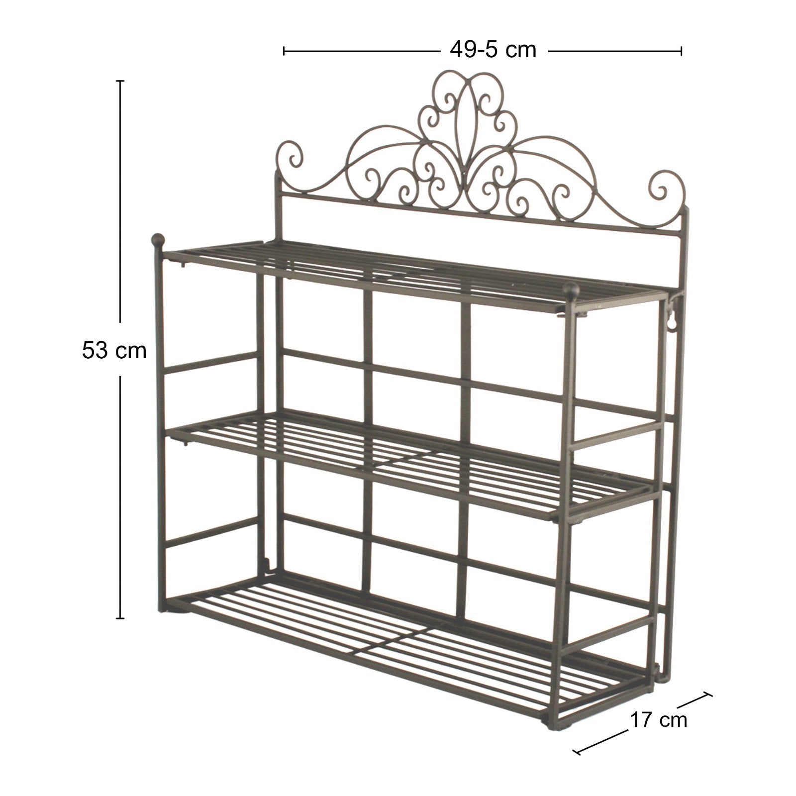 Black Scroll 3 Tier Wall Hanging Shelf Unit