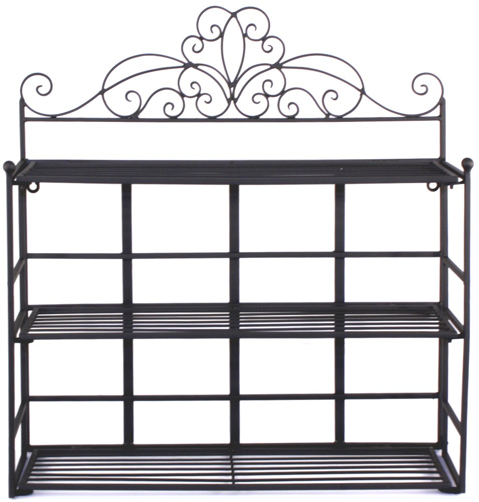 Black Scroll 3 Tier Wall Hanging Shelf Unit